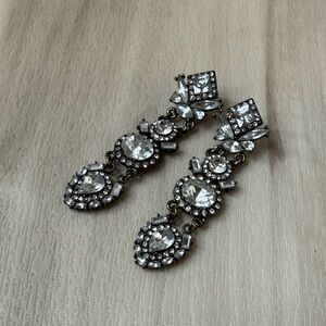 BaubleBar Silver Crystal Statement Earrings